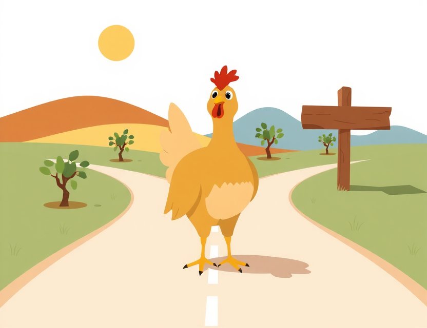 A charming lost chicken in the Seville fields, symbolizing a page not found